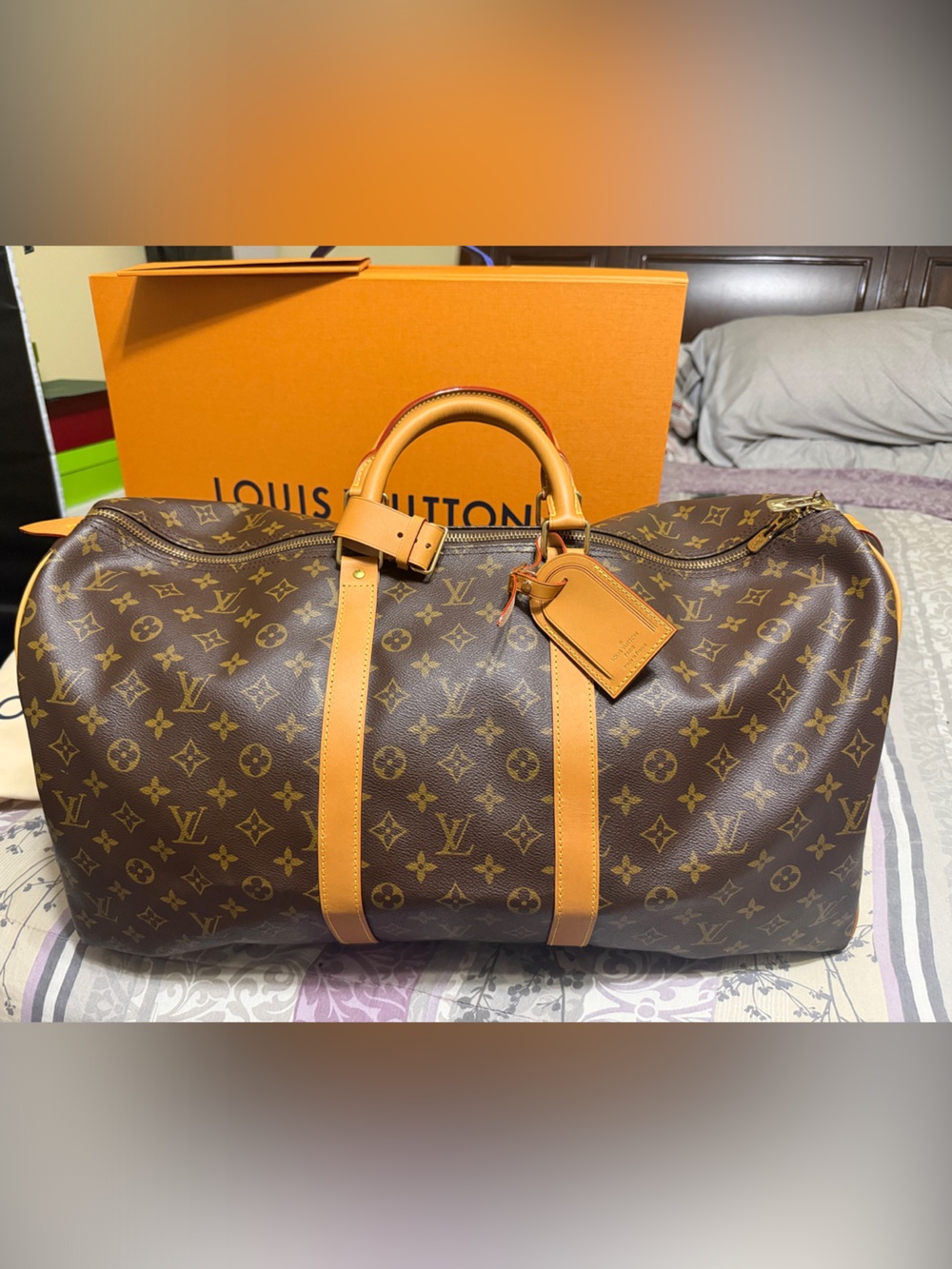 Vintage Louis Vuitton keepall 55 Monogram Canvas in Brown and Tan